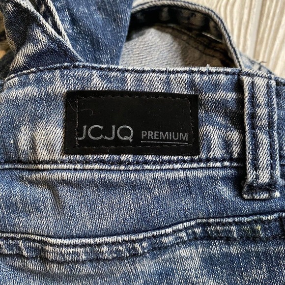 JCJQ Denim Skinny Overalls Womens L 30x30 Stonewash Stretch Torn Distressed - Picture 12 of 12